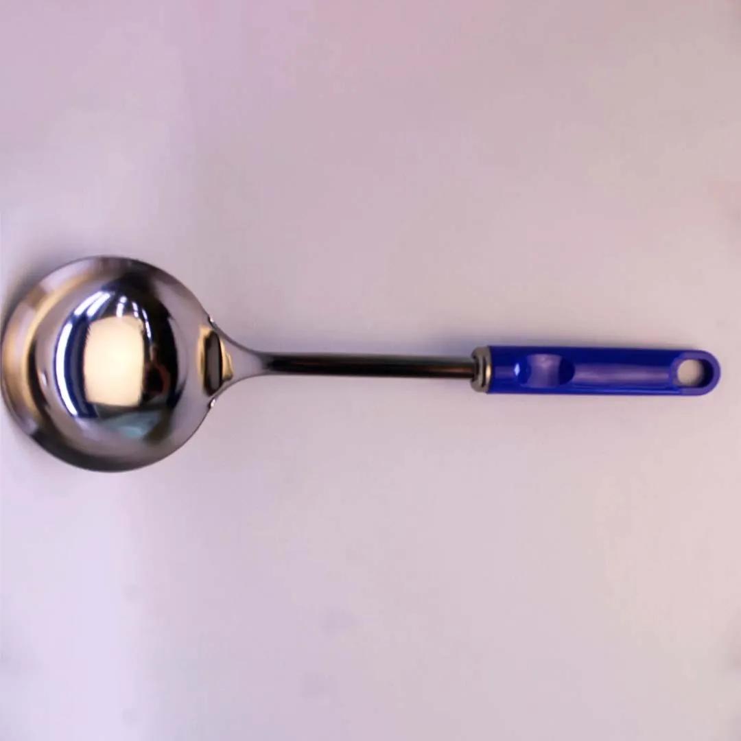 Кухонный Половник из Нержавейки с Синей Ручкой - Для Супа, Борща, Каши - В оптом (ST-267)