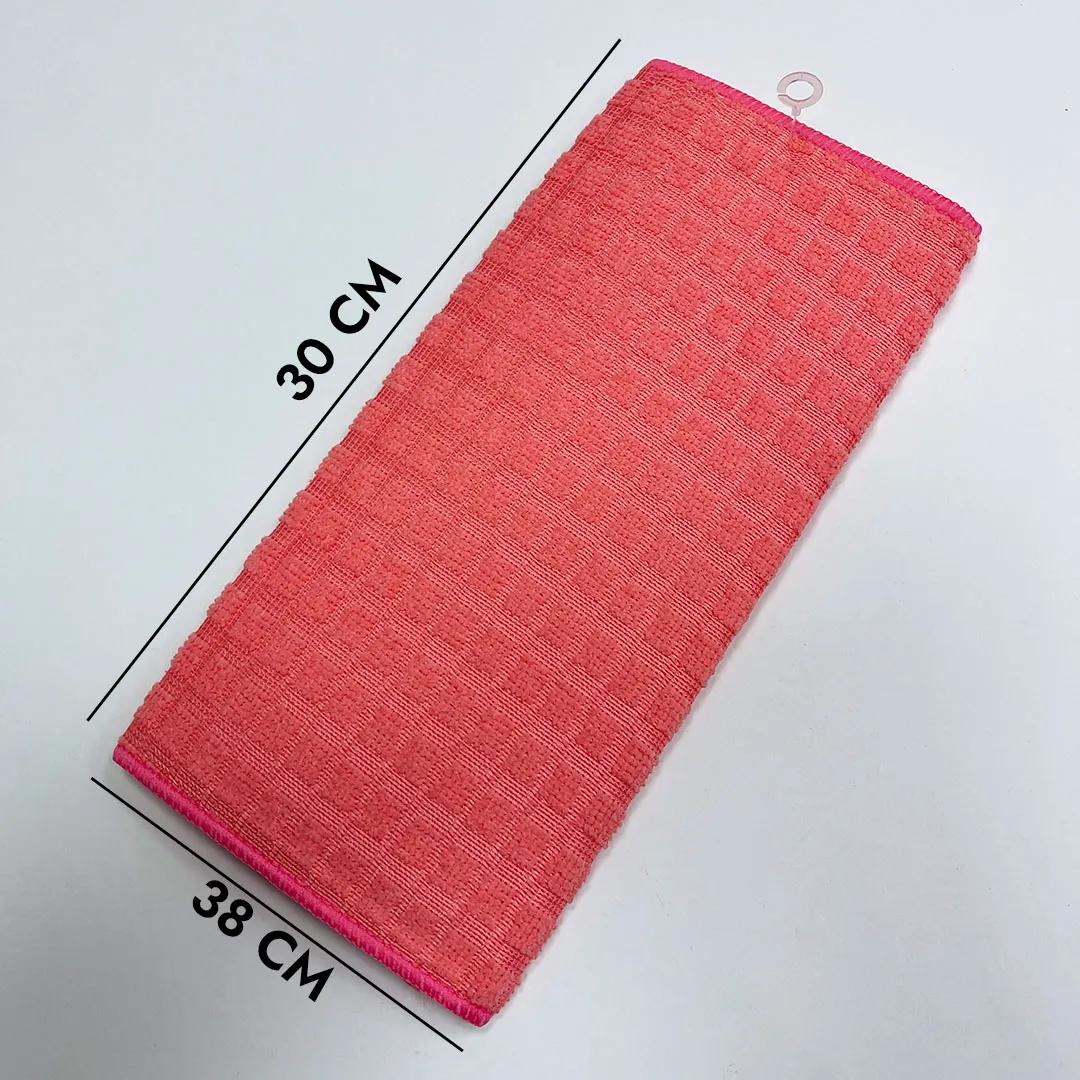 Красная вафельная салфетка из микрофибры 38×30 см с петлей для подвешивания (ST-4968)