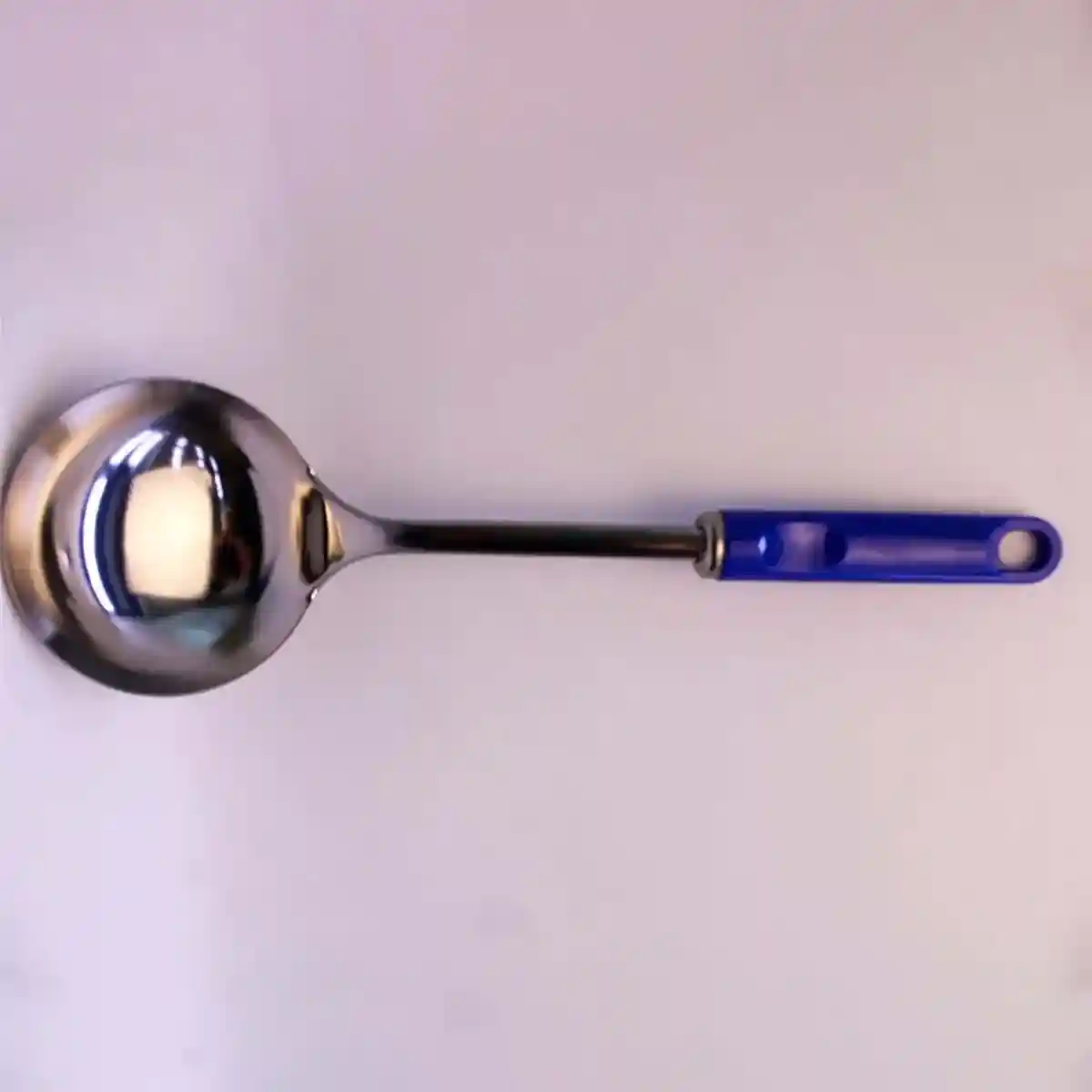 Кухонный Половник из Нержавейки с Синей Ручкой - Для Супа, Борща, Каши - В оптом - 49 - 1