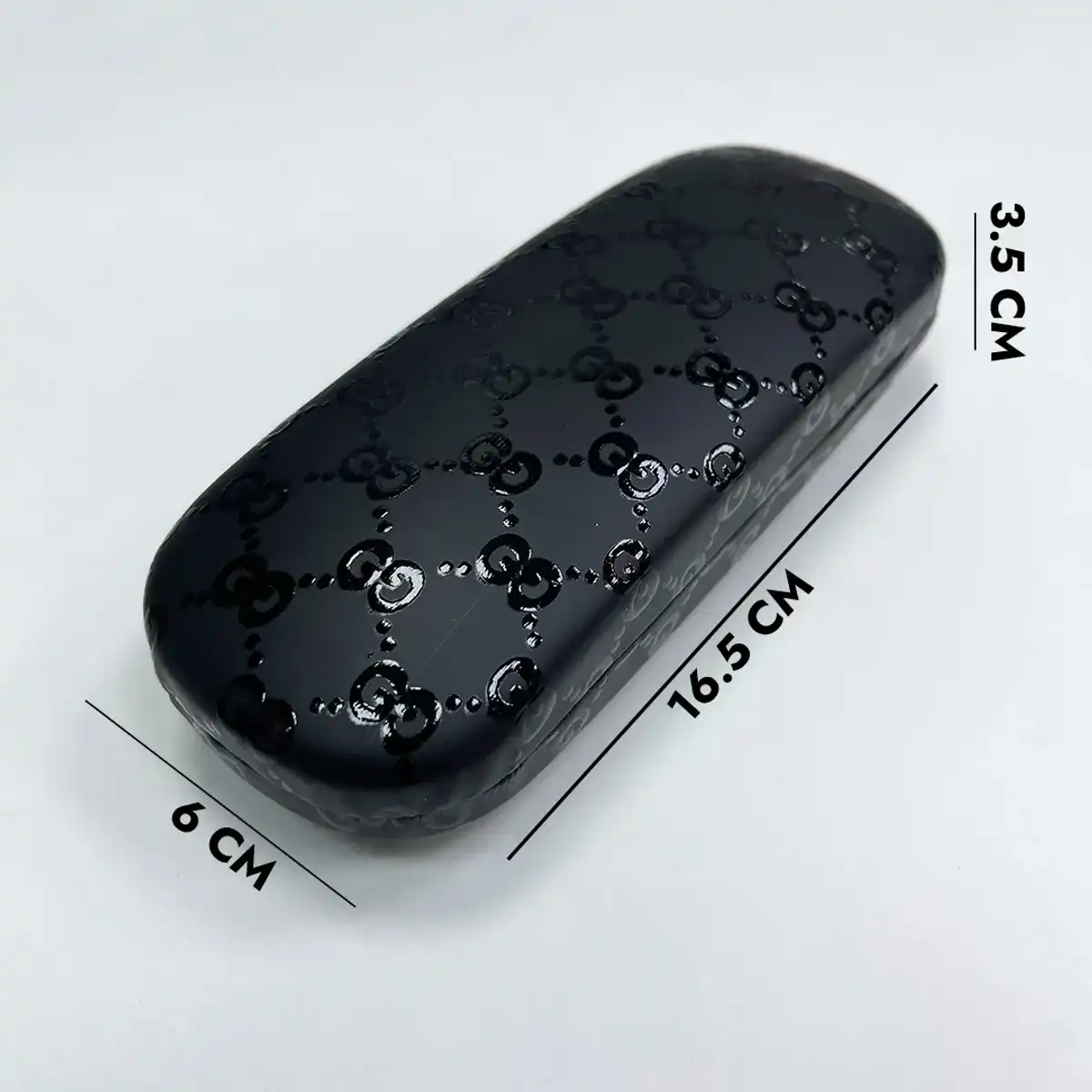 Жесткий футляр для очков с монограммой, черный (ST-5278)