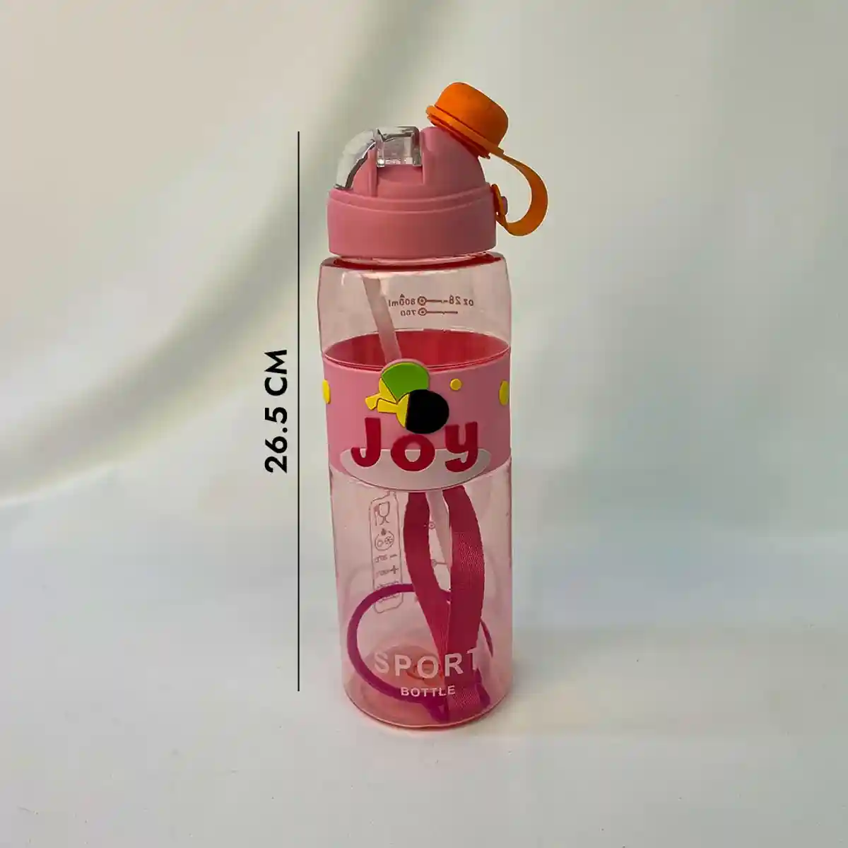 Спортивная бутылка Joy Run 800 мл с соломинкой и ремешком, PET/PP, BPA-free, розовый/зеленый, опт (ST-4795)