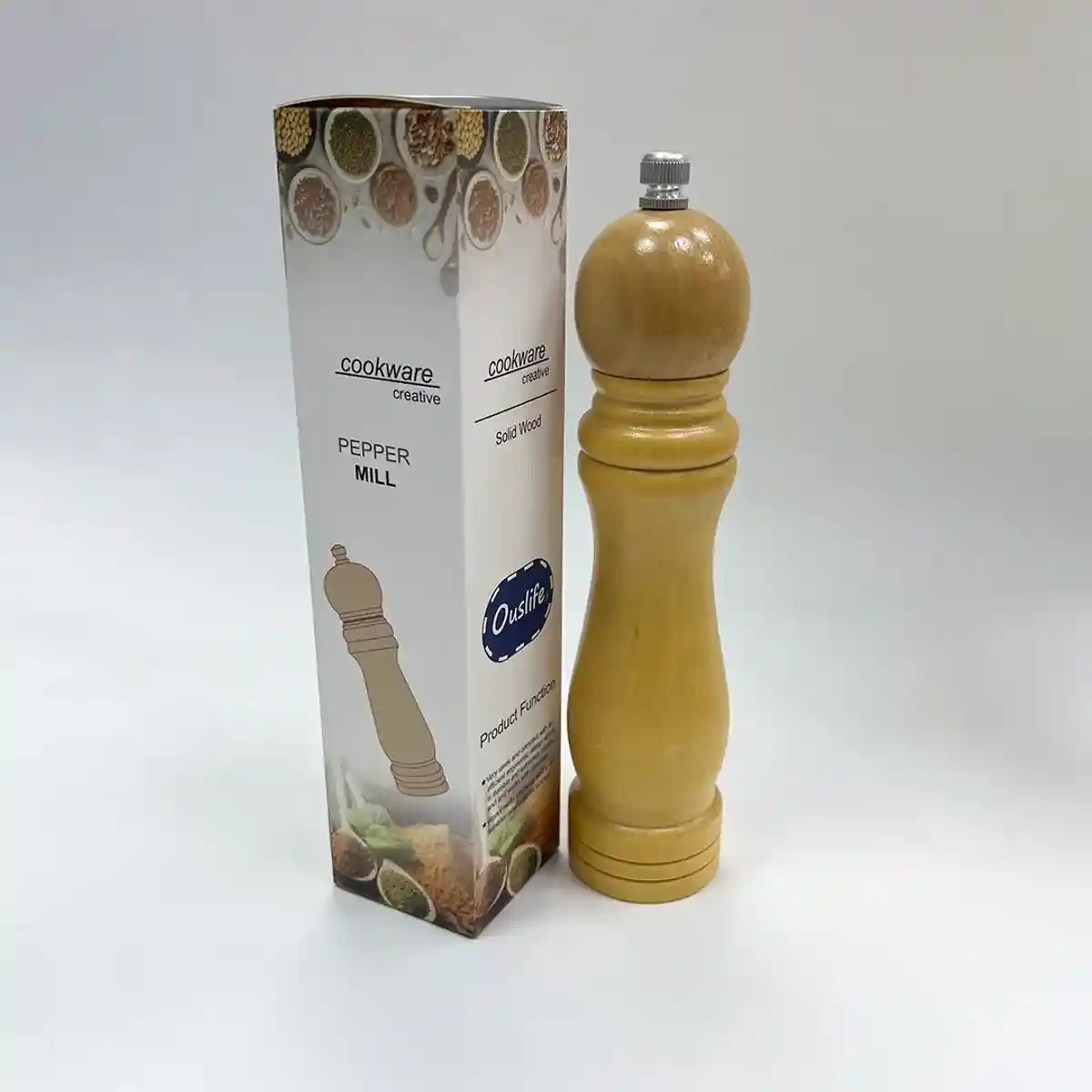 Мельница для перца и соли 20 см, дерево - 2142 - 2