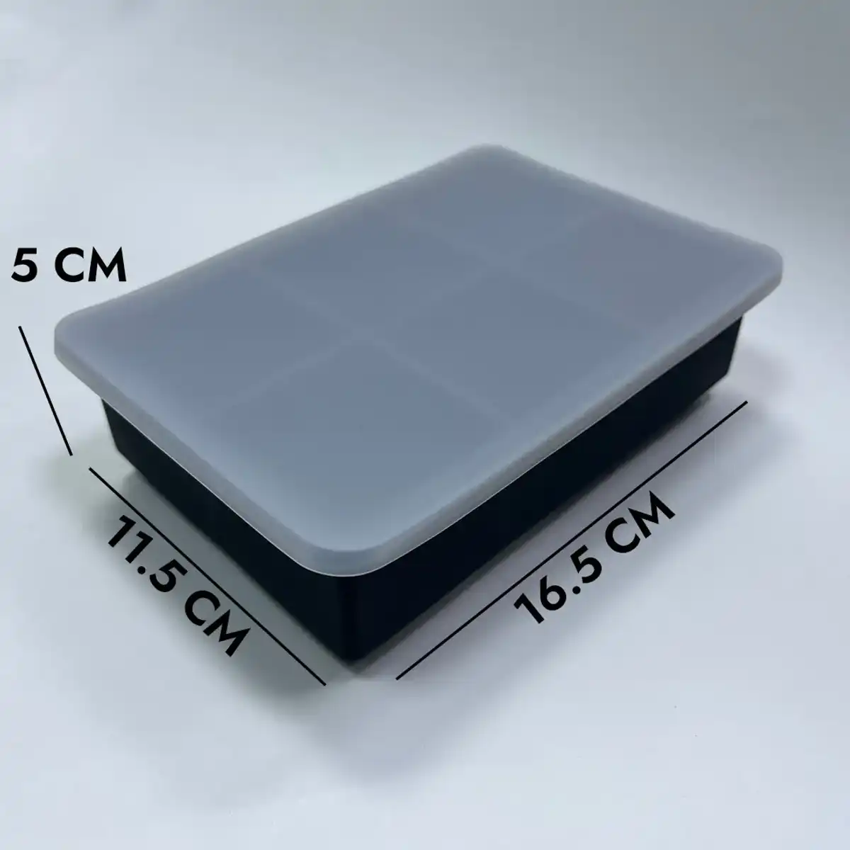 Силиконовая форма для льда с крышкой, 6 крупных ячеек, 16,5×11,5×5 см, пищевой силикон (ST-3061)