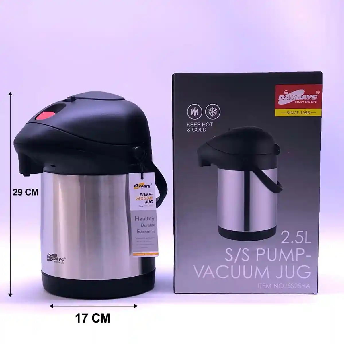 DAYDAYS 2.5L, 3.0L и 3.5L Нержавеющая сталь насос-вакуумный кувшин - оптовая продажа - 1390 - 2