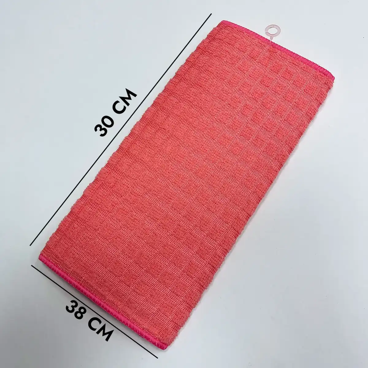 Красная вафельная салфетка из микрофибры 38×30 см с петлей для подвешивания (ST-4968)