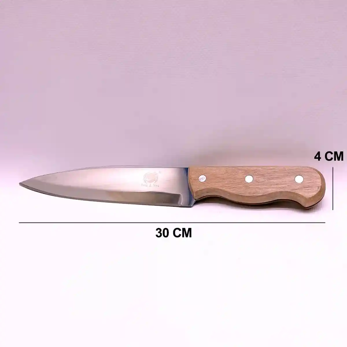 Кухонный нож из нержавеющей стали с деревянной ручкой, 30 см - 1437 - 1